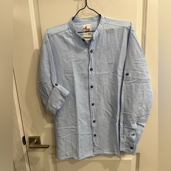 CODE CLOTHING CASUAL Men’s Shirt Size L/M light Blue Linen - Picture 2 of 6
